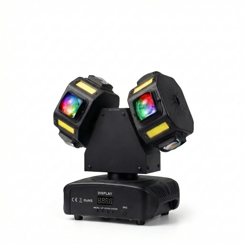 120W Dual Head Moving Head DJ Light – RGBW Beam, Strobe & Laser 3-in-1 Party Stage Lighting