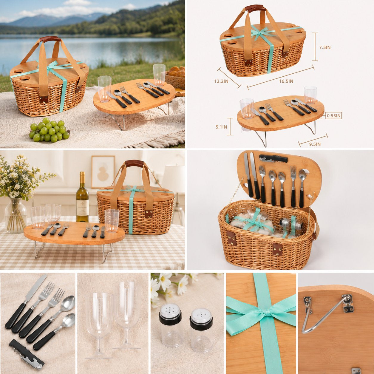 🏕️Ultimate 2-in-1 Picnic Basket-Foldable outdoor picnic table