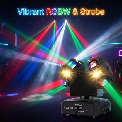 120W Dual Head Moving Head DJ Light – RGBW Beam, Strobe & Laser 3-in-1 Party Stage Lighting