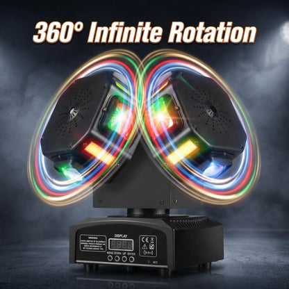 120W Dual Head Moving Head DJ Light – RGBW Beam, Strobe & Laser 3-in-1 Party Stage Lighting