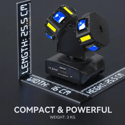 120W Dual Head Moving Head DJ Light – RGBW Beam, Strobe & Laser 3-in-1 Party Stage Lighting