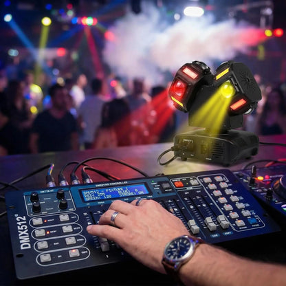 120W Dual Head Moving Head DJ Light – RGBW Beam, Strobe & Laser 3-in-1 Party Stage Lighting