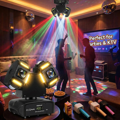 120W Dual Head Moving Head DJ Light – RGBW Beam, Strobe & Laser 3-in-1 Party Stage Lighting