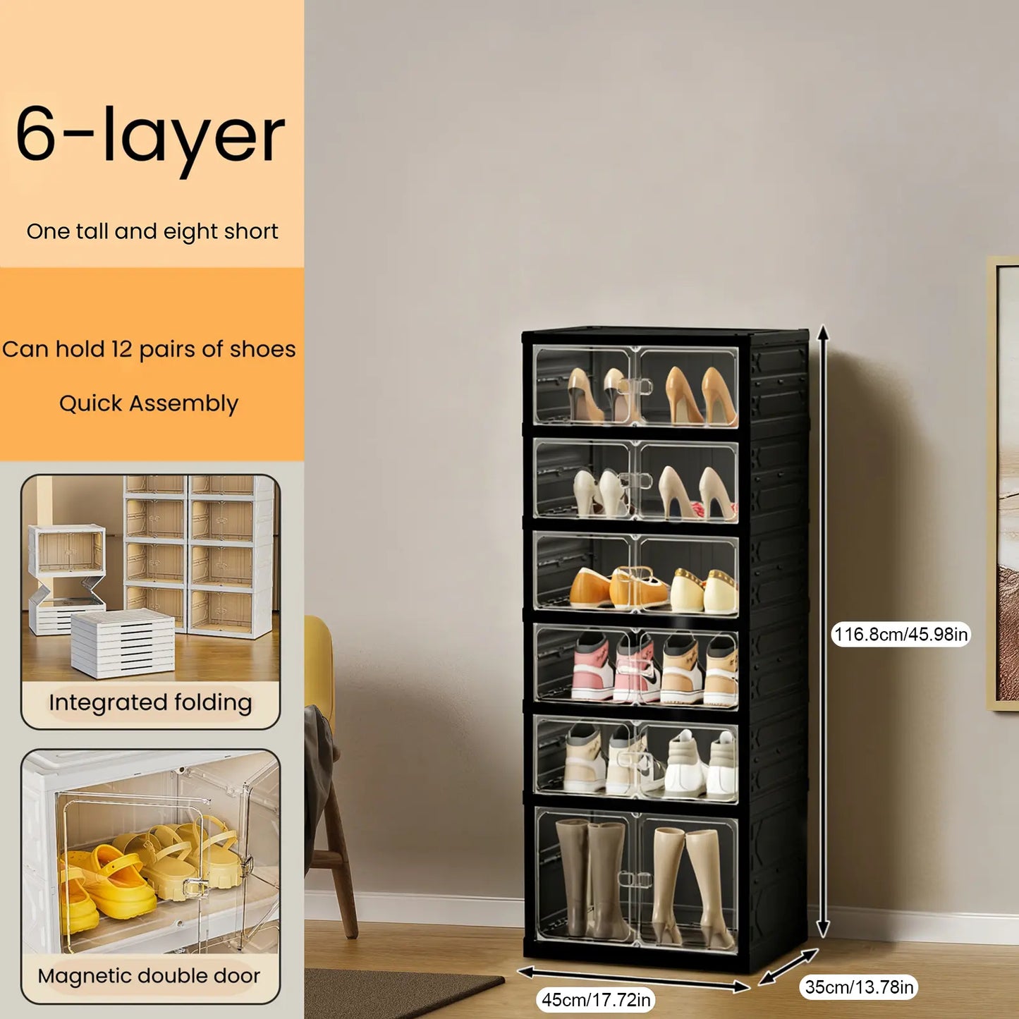 9-Layer Foldable Transparent Shoe Organizer - Stackable & Dust-Proof Storage