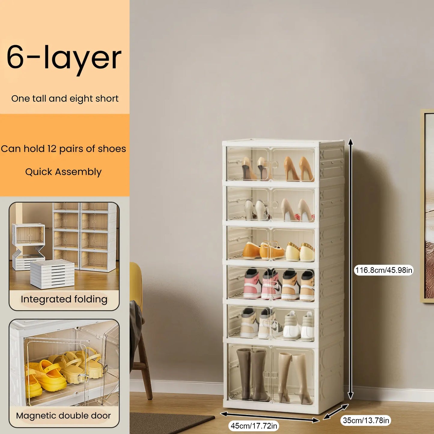 9-Layer Foldable Transparent Shoe Organizer - Stackable & Dust-Proof Storage