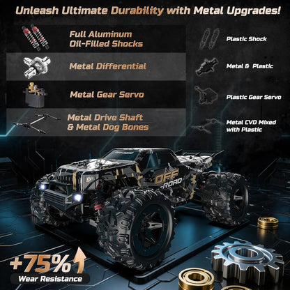 DEERC 9309E 4WD RC Monster Truck – 40KM/H High-Speed Off-Road Car with 2 Batteries & Waterproof Design