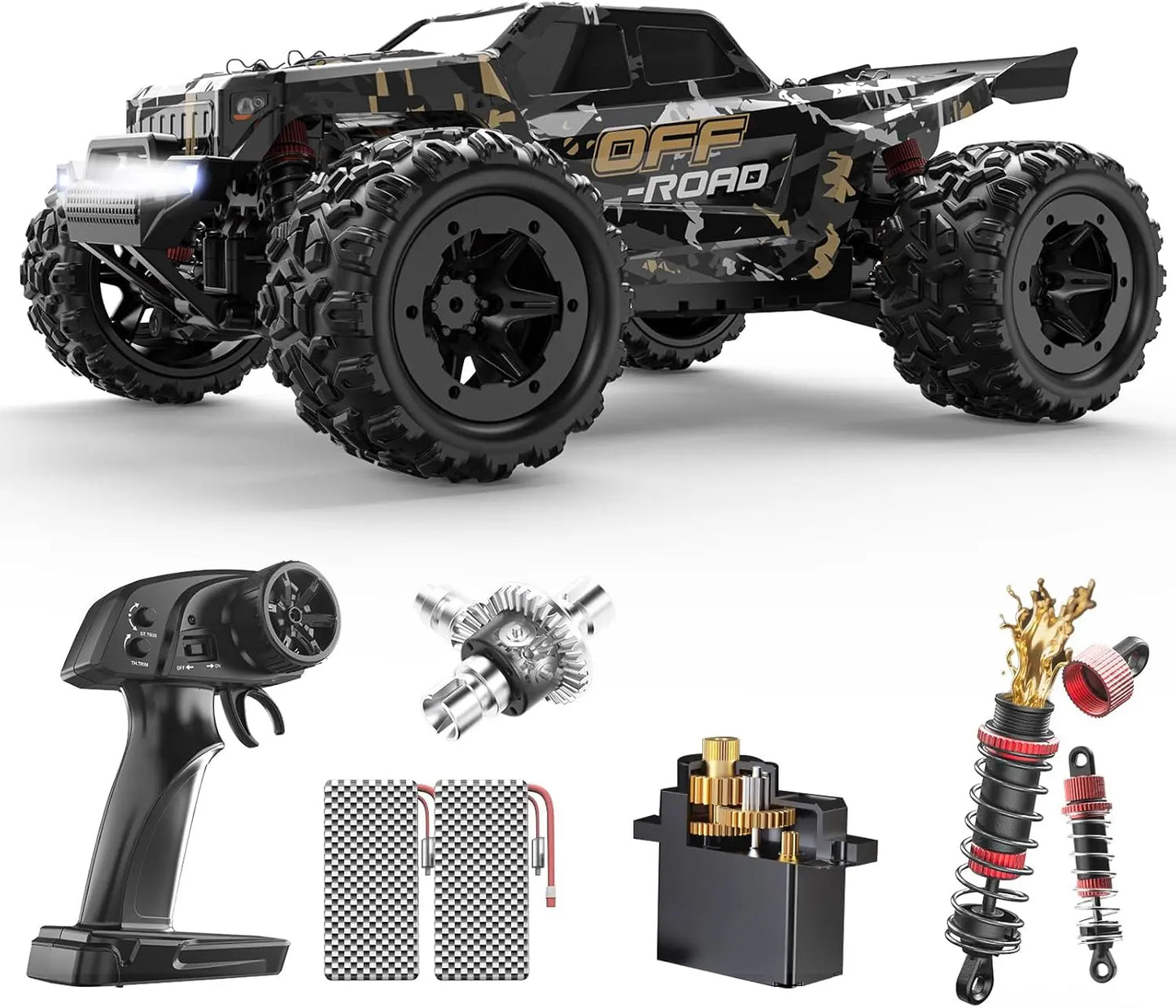 DEERC 9309E 4WD RC Monster Truck – 40KM/H High-Speed Off-Road Car with 2 Batteries & Waterproof Design