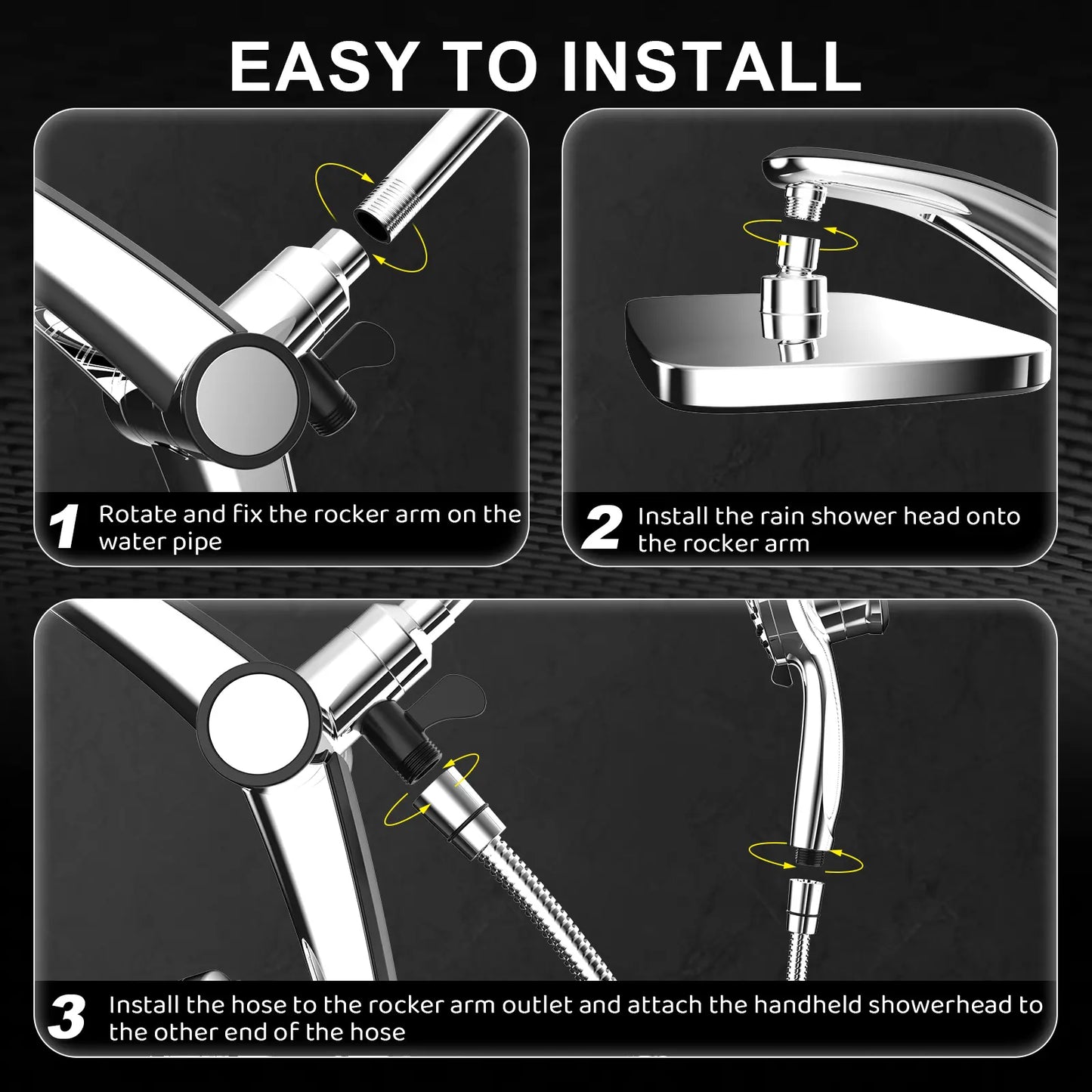 🔥 High Pressure Dual Rain Shower Head Combo – 3-Mode Handheld & Rainfall System | No Drill Installation | Luxury Bathroom Upgrade