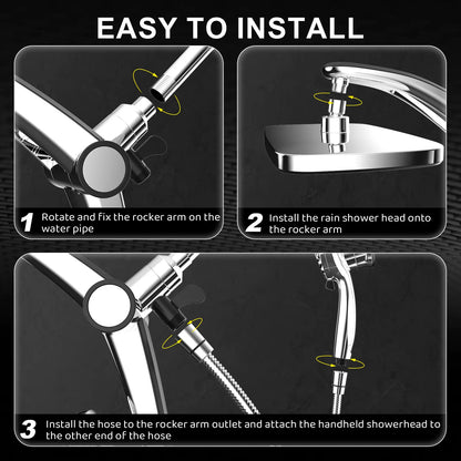 🔥 High Pressure Dual Rain Shower Head Combo – 3-Mode Handheld & Rainfall System | No Drill Installation | Luxury Bathroom Upgrade