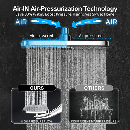 🔥 High Pressure Dual Rain Shower Head Combo – 3-Mode Handheld & Rainfall System | No Drill Installation | Luxury Bathroom Upgrade