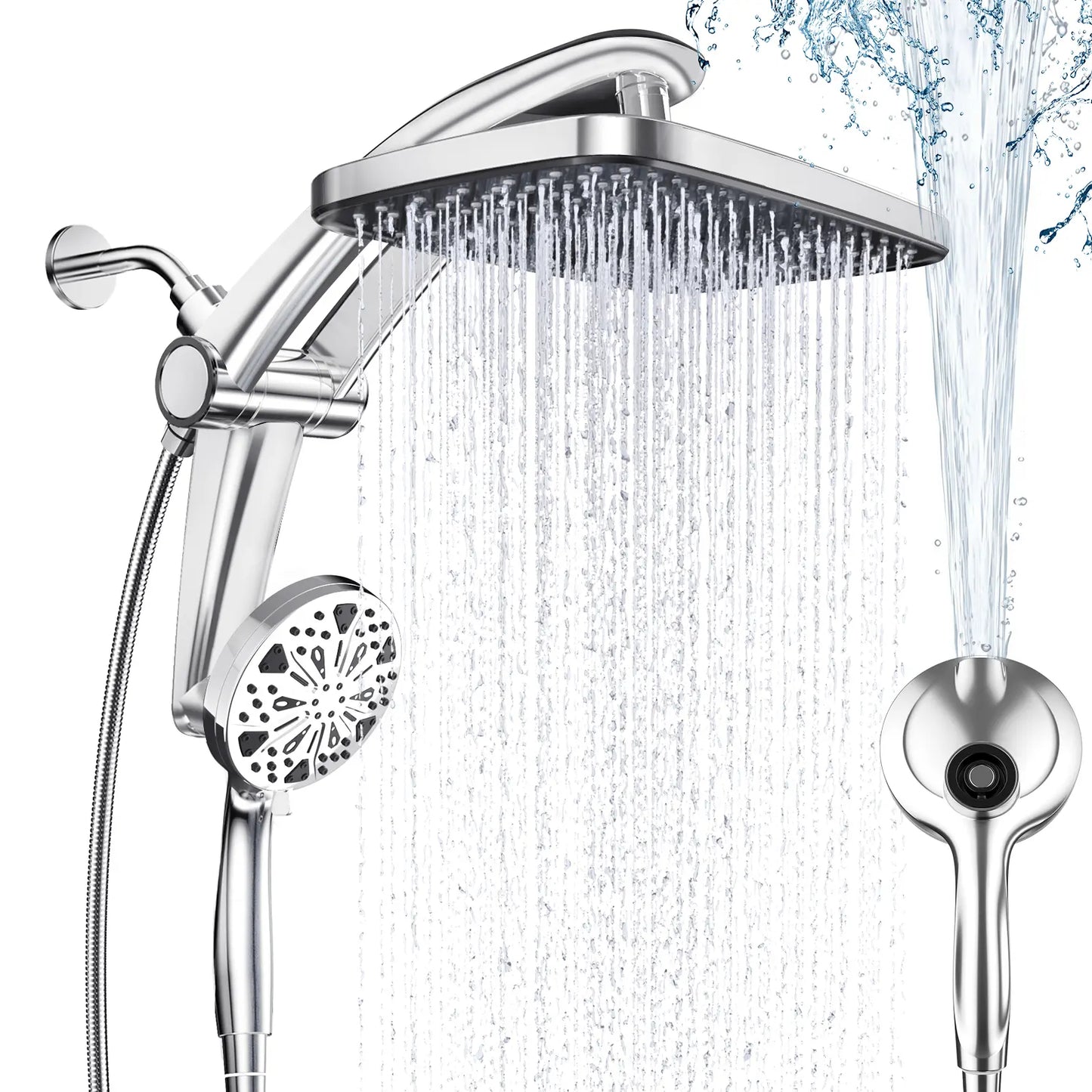 🔥 High Pressure Dual Rain Shower Head Combo – 3-Mode Handheld & Rainfall System | No Drill Installation | Luxury Bathroom Upgrade