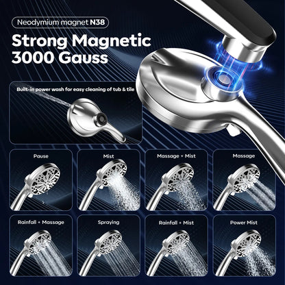 🔥 High Pressure Dual Rain Shower Head Combo – 3-Mode Handheld & Rainfall System | No Drill Installation | Luxury Bathroom Upgrade