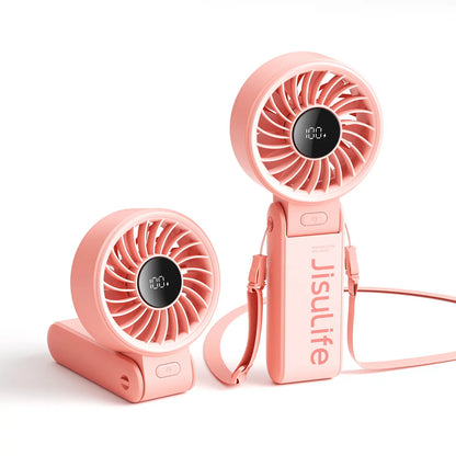 JISULIFE Portable Mini Fan 5000mAh, 150° Foldable USB Fan with 5 Speeds, 3-in-1 Handheld/Desk/Neck Strong Wind Fan, Lightweight Cooling for Travel & Concerts, Perfect Gift for Family & Friends