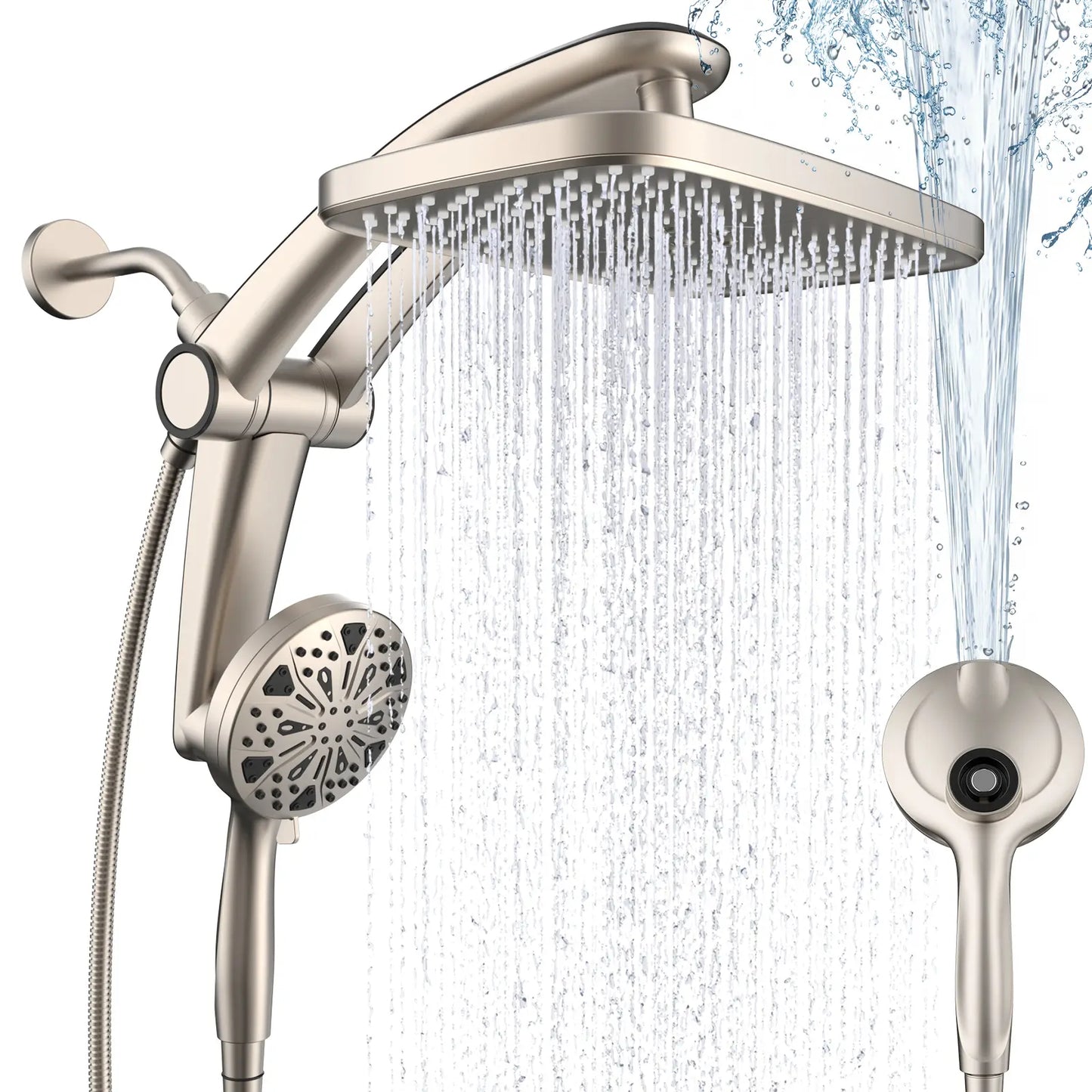 🔥 High Pressure Dual Rain Shower Head Combo – 3-Mode Handheld & Rainfall System | No Drill Installation | Luxury Bathroom Upgrade