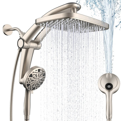 🔥 High Pressure Dual Rain Shower Head Combo – 3-Mode Handheld & Rainfall System | No Drill Installation | Luxury Bathroom Upgrade
