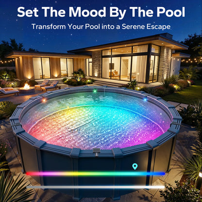 Solar Pool Lights for Above Ground Pools – RGB Color Changing Waterproof Poolside Light with Remote Control