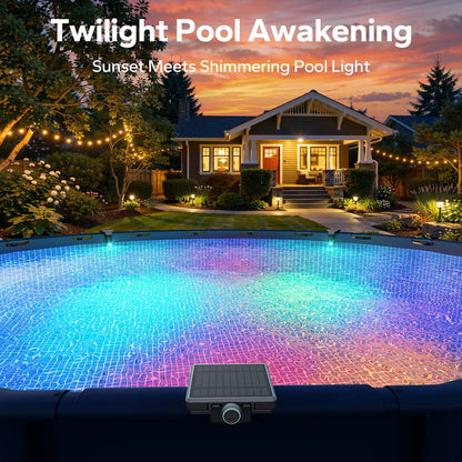 Solar Pool Lights for Above Ground Pools – RGB Color Changing Waterproof Poolside Light with Remote Control