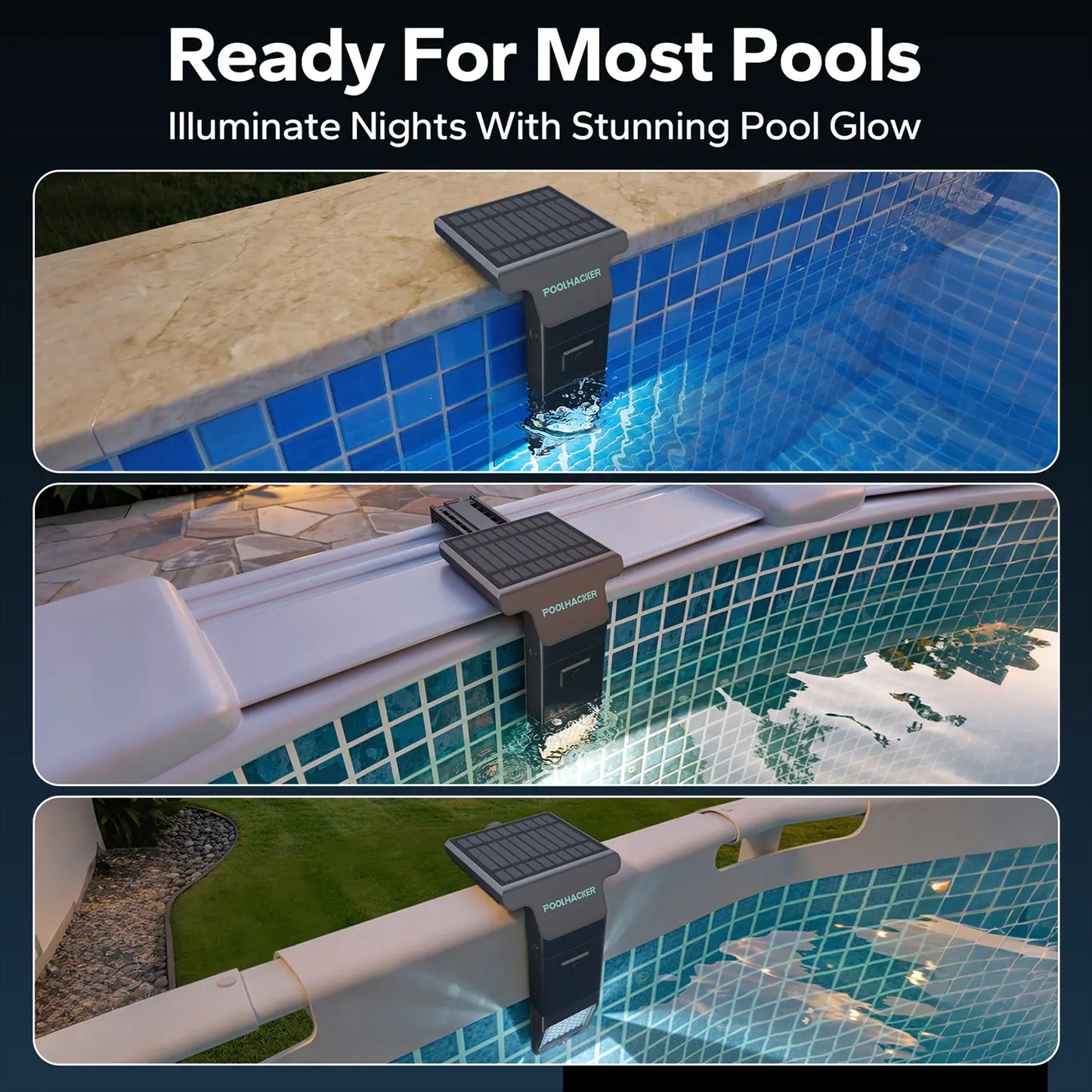 Solar Pool Lights for Above Ground Pools – RGB Color Changing Waterproof Poolside Light with Remote Control