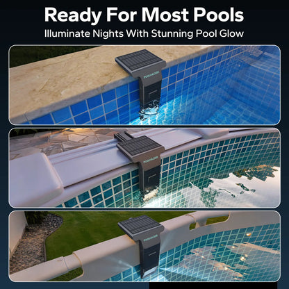 Solar Pool Lights for Above Ground Pools – RGB Color Changing Waterproof Poolside Light with Remote Control