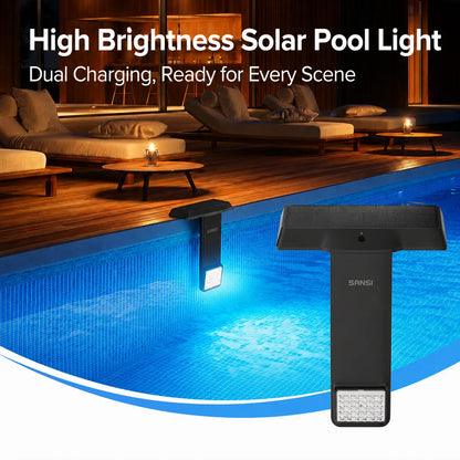 SANSI Solar Poolside RGB Light with Remote, Rechargeable Waterproof Submersible Pool Light for Inground & Above Ground Pools – Enhance Summer Pool Fun Father's Day Gift Ideas , Perfect Outdoor Decoration outdoorfun Summer Wins