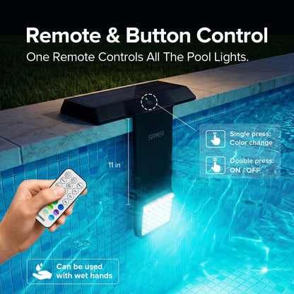 SANSI Solar Poolside RGB Light with Remote, Rechargeable Waterproof Submersible Pool Light for Inground & Above Ground Pools – Enhance Summer Pool Fun Father's Day Gift Ideas , Perfect Outdoor Decoration outdoorfun Summer Wins