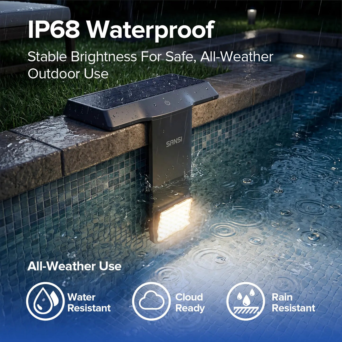 SANSI Solar Poolside RGB Light with Remote, Rechargeable Waterproof Submersible Pool Light for Inground & Above Ground Pools – Enhance Summer Pool Fun Father's Day Gift Ideas , Perfect Outdoor Decoration outdoorfun Summer Wins