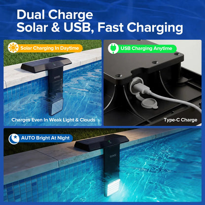 SANSI Solar Poolside RGB Light with Remote, Rechargeable Waterproof Submersible Pool Light for Inground & Above Ground Pools – Enhance Summer Pool Fun Father's Day Gift Ideas , Perfect Outdoor Decoration outdoorfun Summer Wins