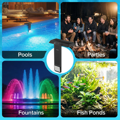 SANSI Solar Poolside RGB Light with Remote, Rechargeable Waterproof Submersible Pool Light for Inground & Above Ground Pools – Enhance Summer Pool Fun Father's Day Gift Ideas , Perfect Outdoor Decoration outdoorfun Summer Wins