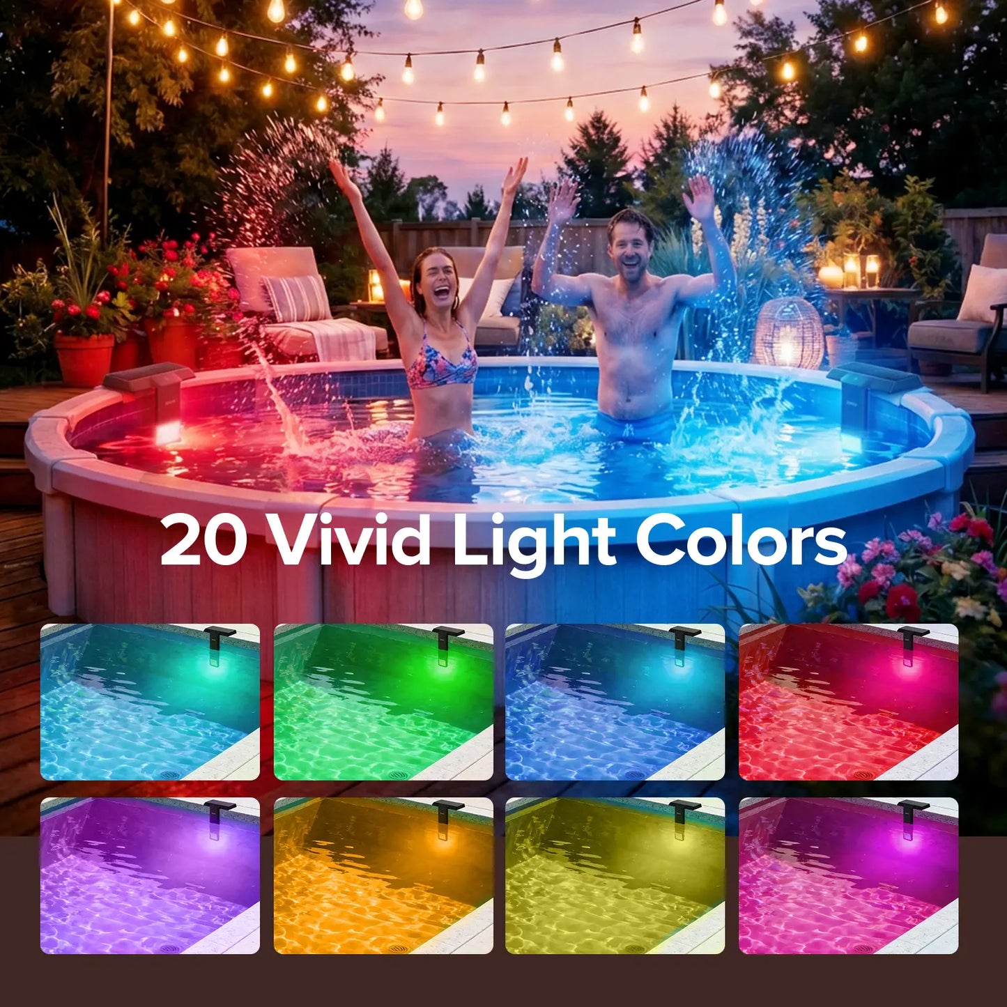 SANSI Solar Poolside RGB Light with Remote, Rechargeable Waterproof Submersible Pool Light for Inground & Above Ground Pools – Enhance Summer Pool Fun Father's Day Gift Ideas , Perfect Outdoor Decoration outdoorfun Summer Wins