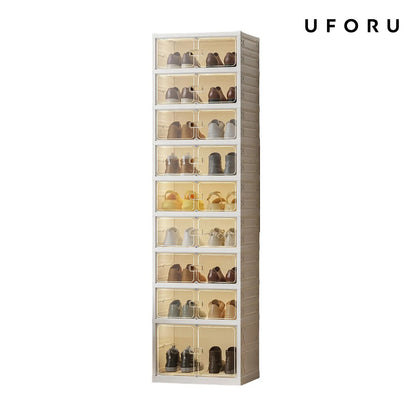 9-Layer Foldable Transparent Shoe Organizer - Stackable & Dust-Proof Storage