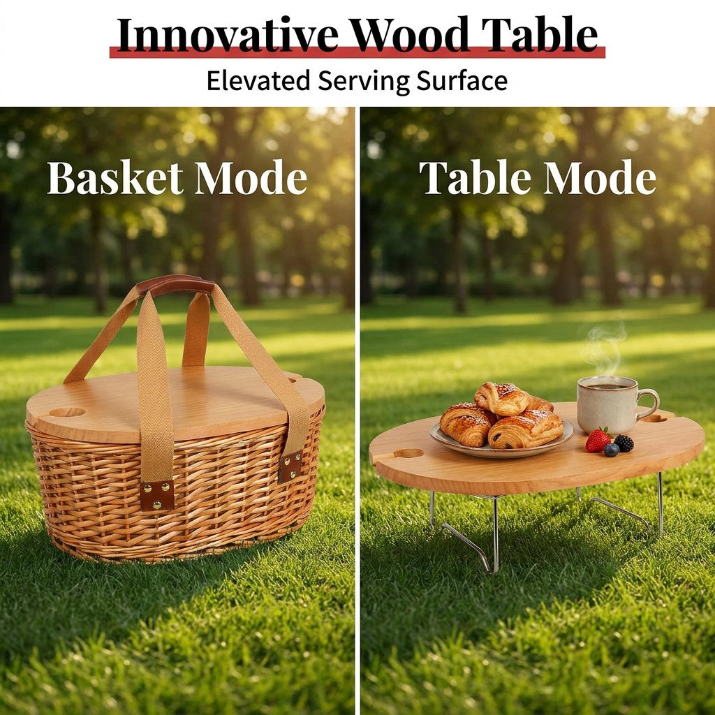 🏕️Ultimate 2-in-1 Picnic Basket-Foldable outdoor picnic table