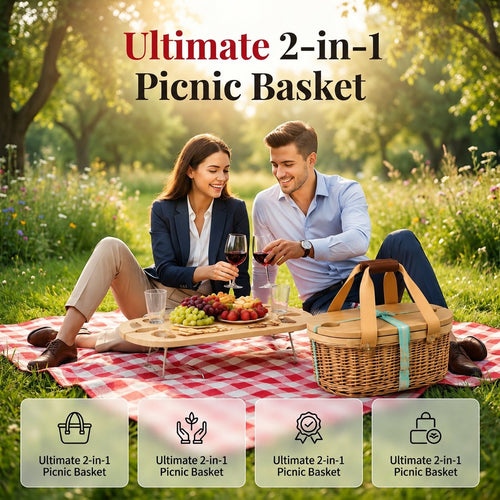 🏕️Ultimate 2-in-1 Picnic Basket-Foldable outdoor picnic table