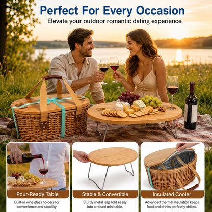 🏕️Ultimate 2-in-1 Picnic Basket-Foldable outdoor picnic table
