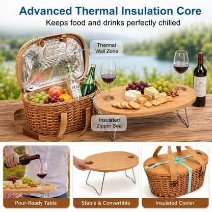 🏕️Ultimate 2-in-1 Picnic Basket-Foldable outdoor picnic table