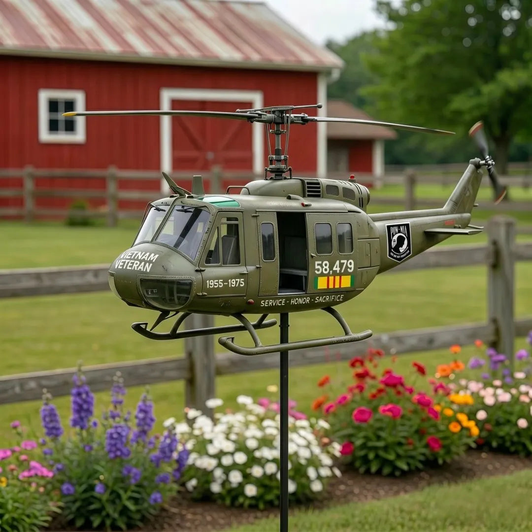 🎖️Vietnam Veteran UH-1 Helicopter Wind Spinner