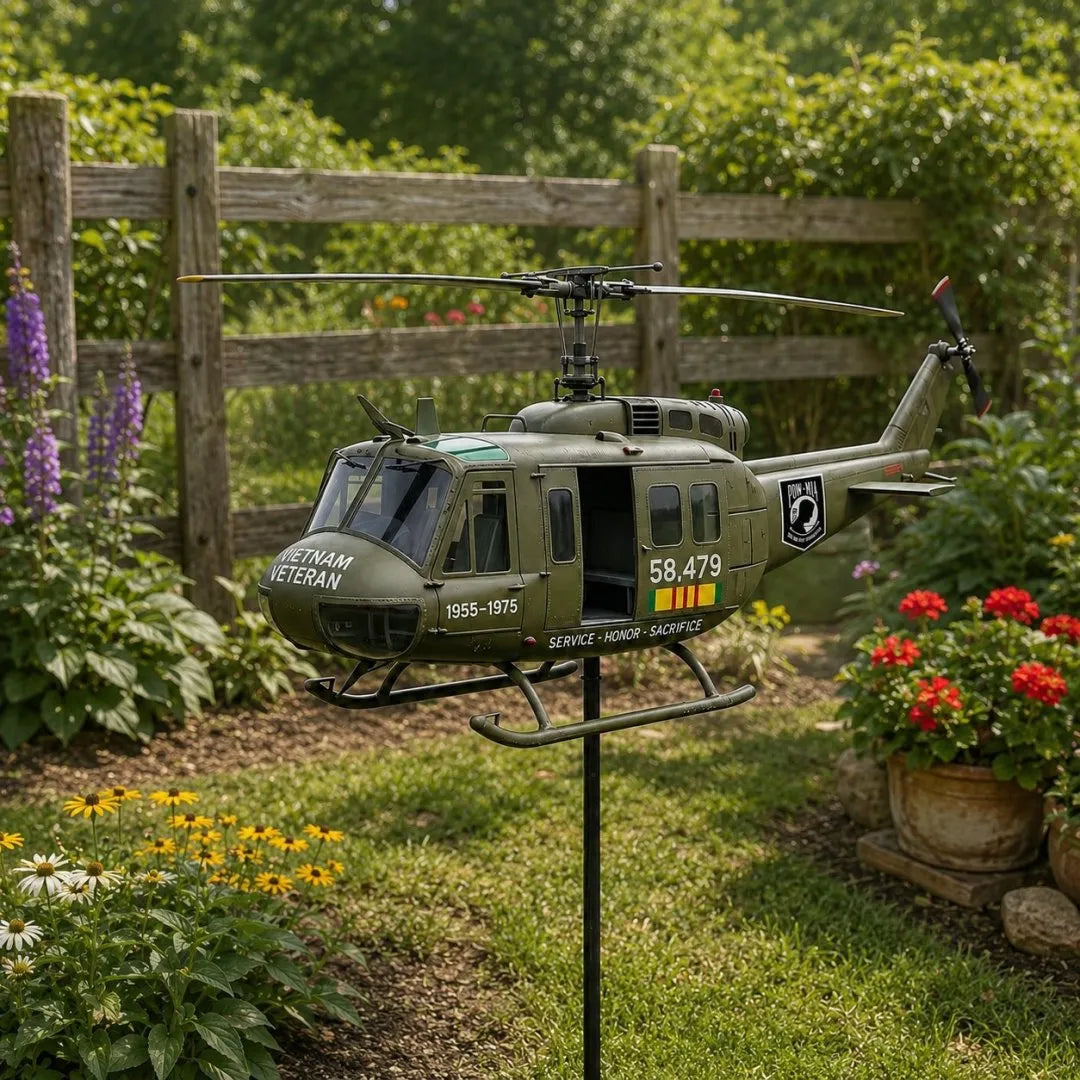 🎖️Vietnam Veteran UH-1 Helicopter Wind Spinner
