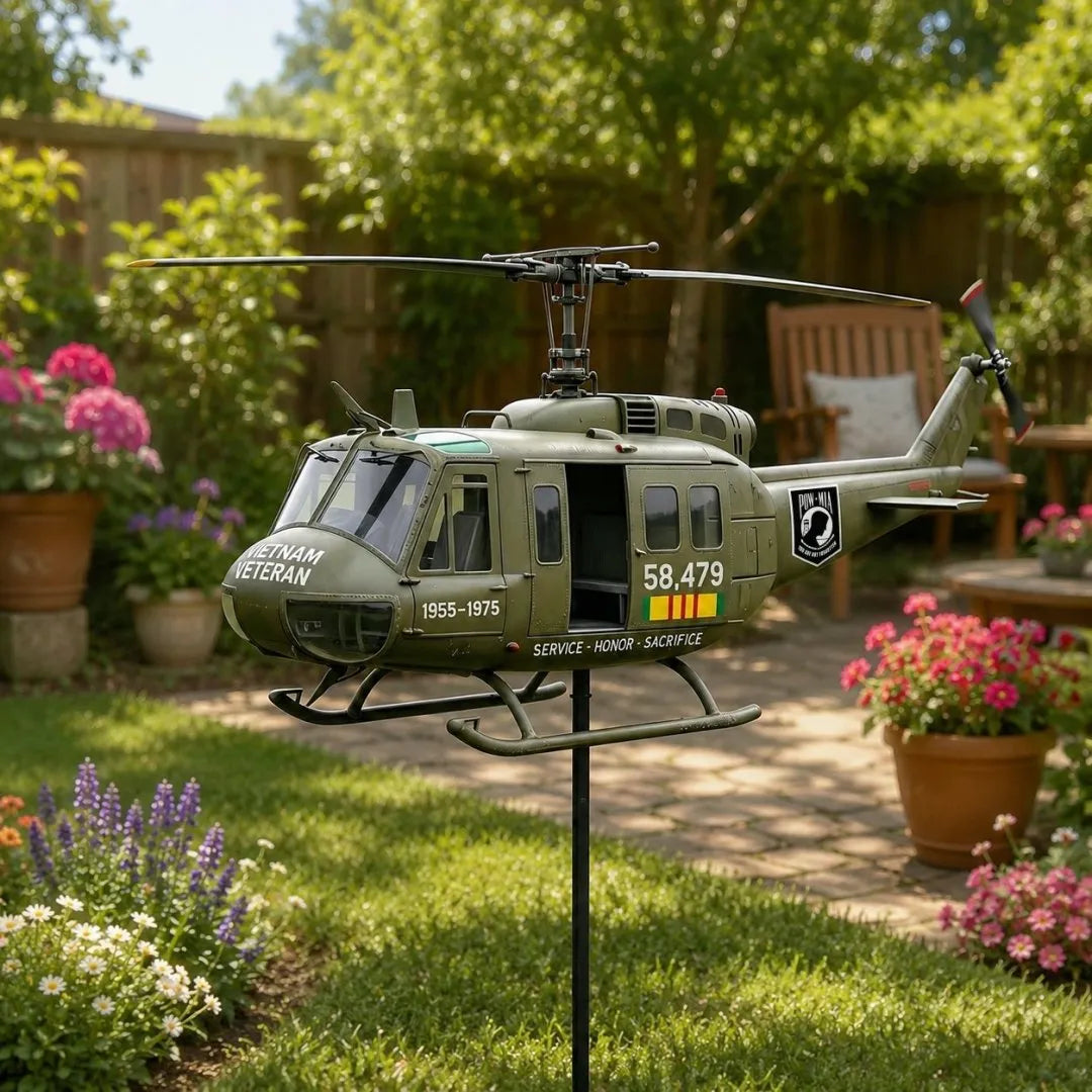 🎖️Vietnam Veteran UH-1 Helicopter Wind Spinner