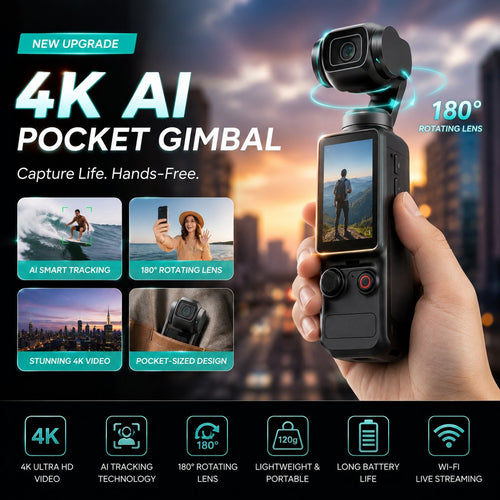 Xtra Muse™ Pro — 2.5K AI Pocket Camera with 180° Rotating Lens